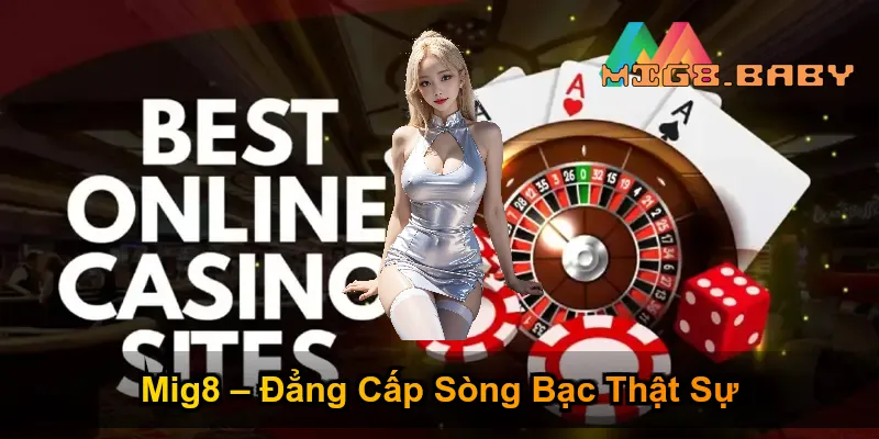 Casino MIG8 – Sân Chơi Cá Cược Đỉnh Cao Tại 99Win 1 Giao diện sảnh casino MIG8 với ánh đèn neon rực rỡ và bàn cược sang trọng - Casino MIG8